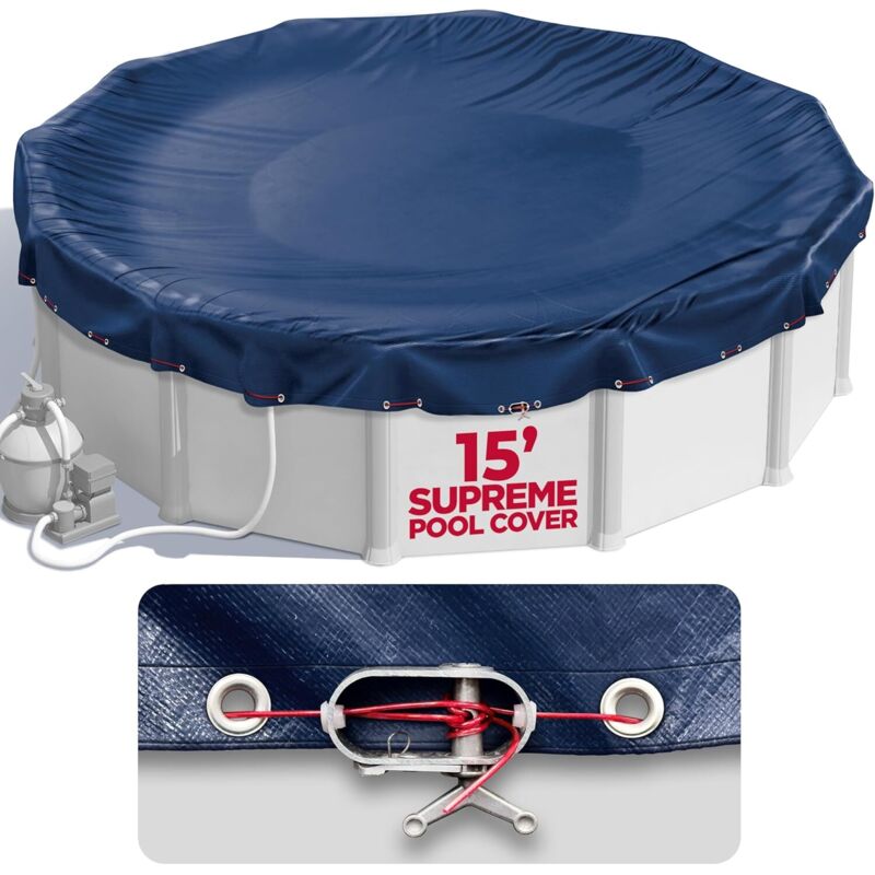Copertura Per Piscina Rotonda Da 15 Piedi Per Piscine Fuori Terra, Copertura Per Piscina Fuori Terra, Copertura Per Piscina, Copertura Invernale Per Piscina, Tiene Fuori I Detriti, Resistente Al Fredd