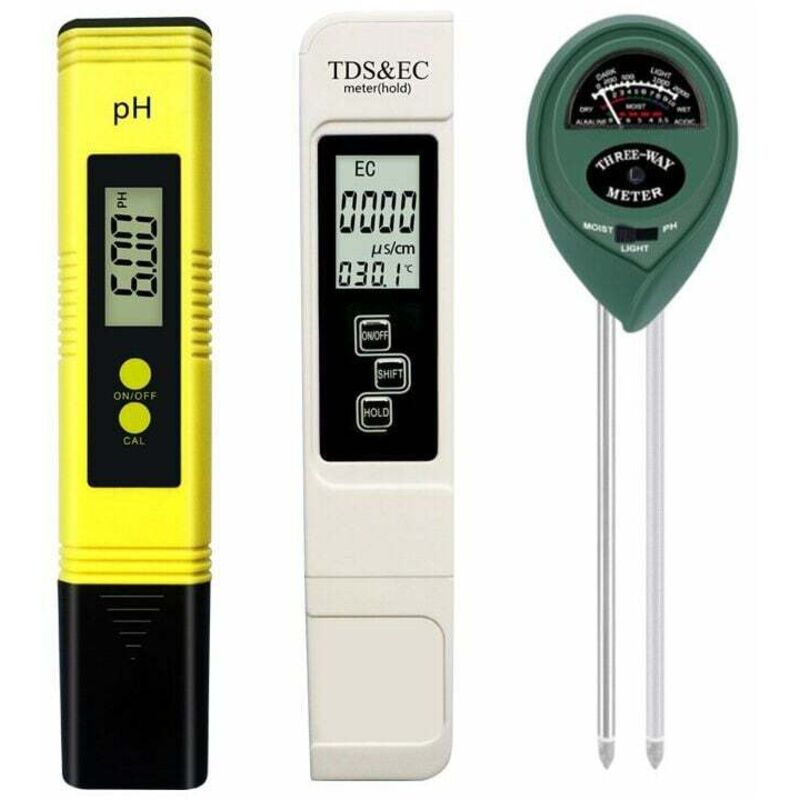 Pz Misuratore Ph Misuratore Tds Ppm Tester Ph Del Suolo Kit Ph/ec Digitale Misuratore Ph Digitale 3 In 1 Tds Ec E Misuratore Di Temperatura Tester Di Umidità Del Suolo Delle Piante Combo Per Casa, Gia