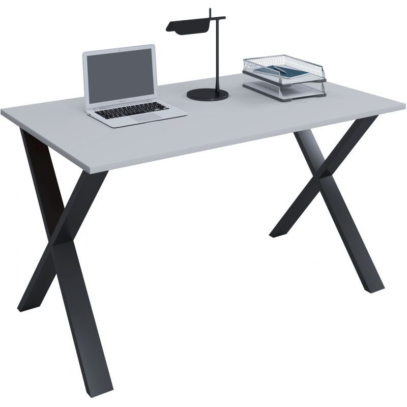 Scrivania In Legno Vcm A. 76 X L. 110 X P. 80 Cm Tavolino Per Computer Piedi In Metallo Di Alta Qualità Tavolo Da Lavoro Mobili Per Ufficio - Lona X (nero / Bianco)