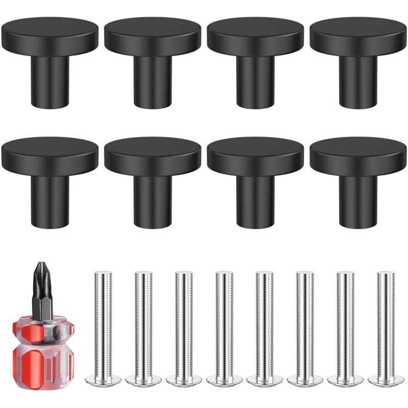 12 Pezzi Pomelli Per Mobili Neri, Pomelli Per Cassetti Da 25 20 Mm, Pomelli Per Porte Da Cucina Con Viti, Pomelli Per Porte Di Armadi, Maniglie Per Mobili Nere, Pomelli Per Armadietti Rotondi, Manigl