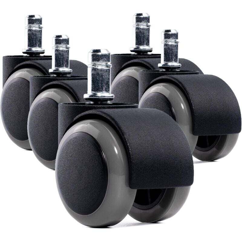 Set Di 5 Rotelle Per Sedia Da Ufficio - Dimensioni: 11 X 48 Mm - Rotelle Per Sedia Da Ufficio Adatte A Pavimenti Duri - Rotazione Di 360°