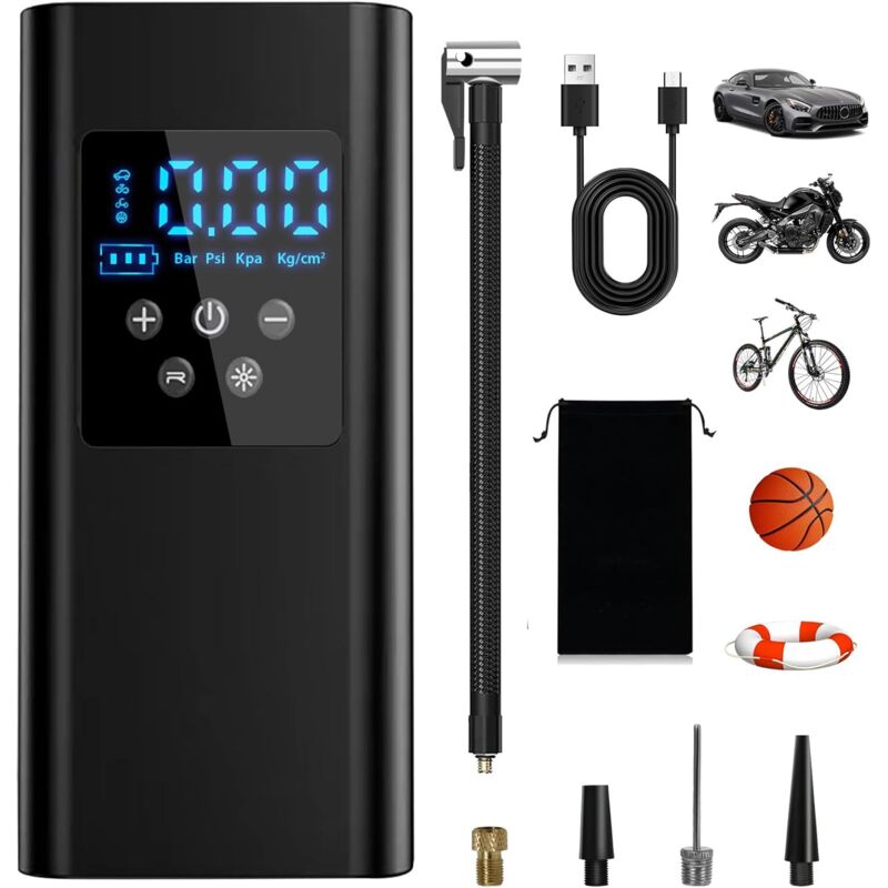 Gonfiatore Portatile Per Pneumatici Auto, Pompa Per Pneumatici Auto Pompa Elettrica Per Pneumatici Auto Pompa Ad Aria Rapida Per Pneumatici Auto, Accessori Auto, Pompa Automatica Con Display