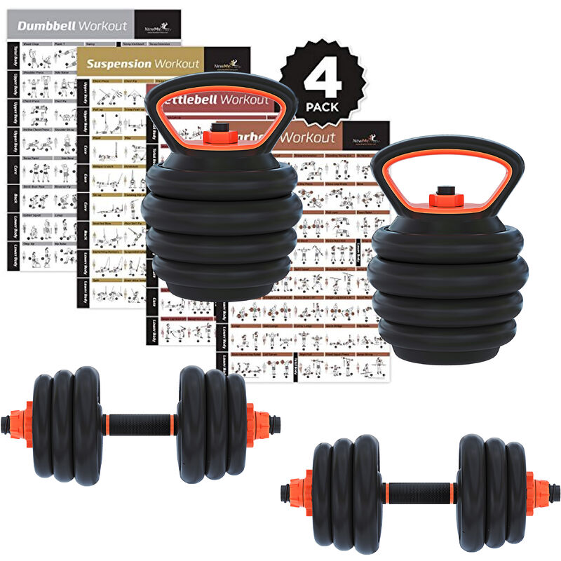 Eglemtek - Set Di Pesi Kettlebell Manubri Regolabili E Bilanciere Multifunzione Palestra Per Casa Fitness Manubrio In Vinile Impugnatura Antiscivolo Body Building Esercizi 2 X 12.5 Kg