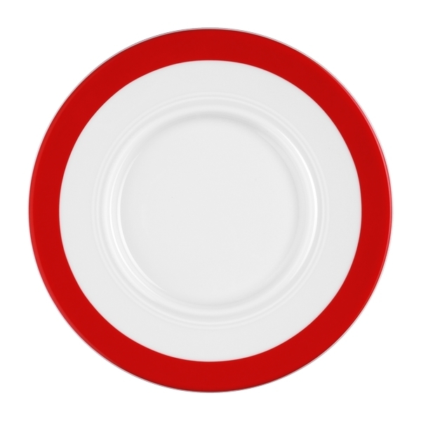 Esmeyer 6 x Seltmann Untertasse 1 15,5 cm, Form: Vitalis, Dekor: 34193 rotes Band