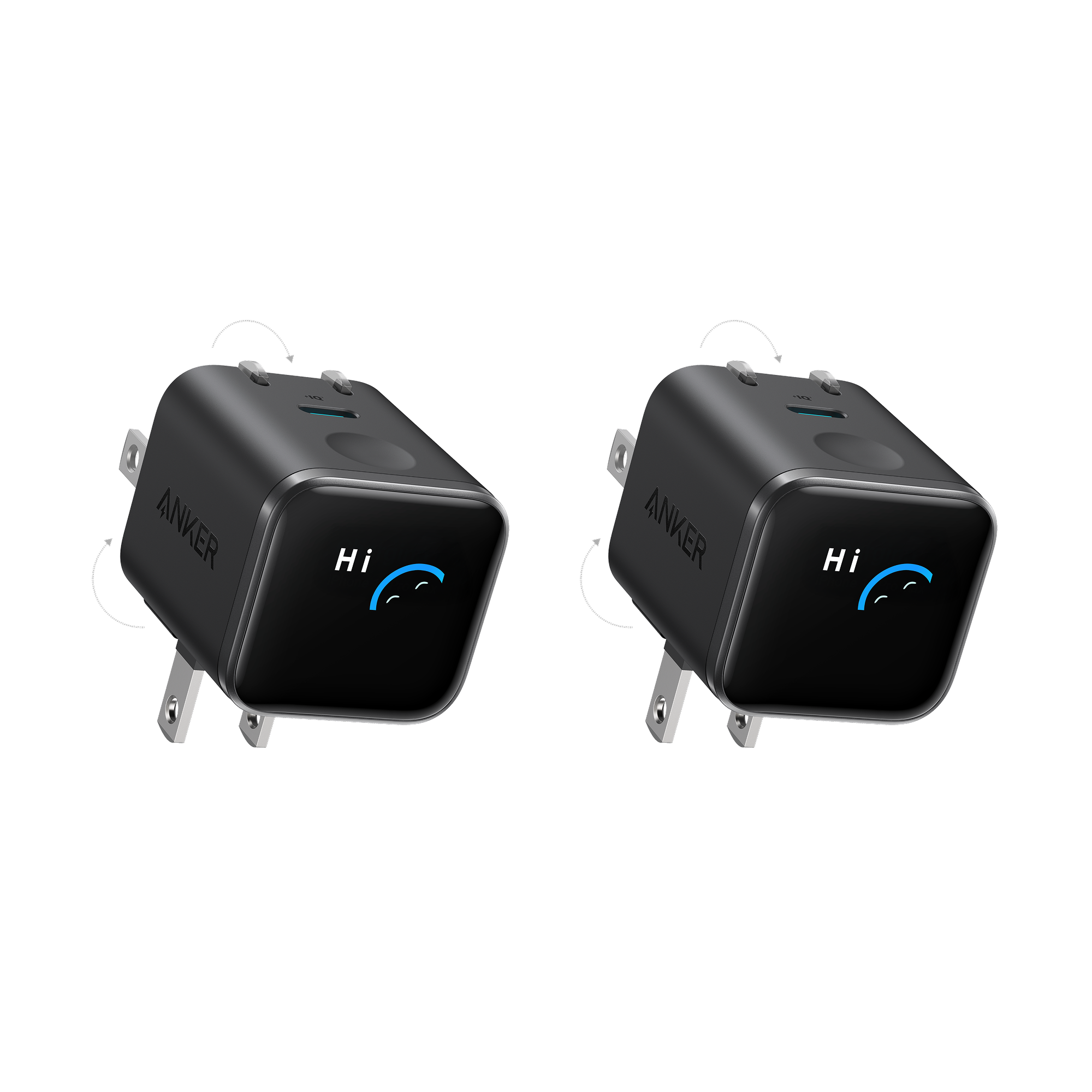 Anker Nano Charger (45W, Smart Display, 180Â° Foldable, 2-Pack)