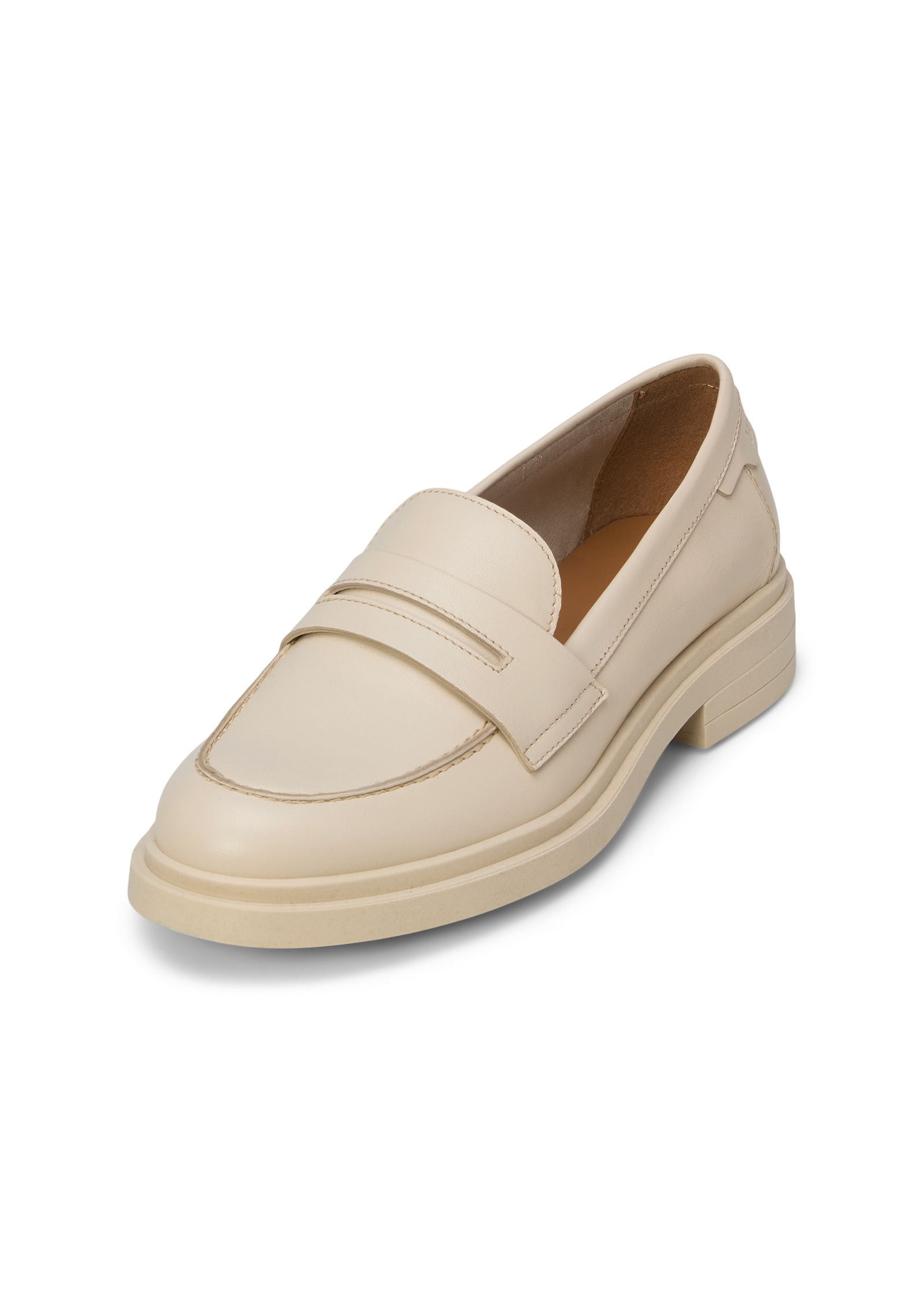 Loafer MARC O'POLO "aus edlem Rindleder", Damen, Gr. 39, natural cotton, Obermaterial: 100% Leder (Rind), unifarben, Schuhe Loafer