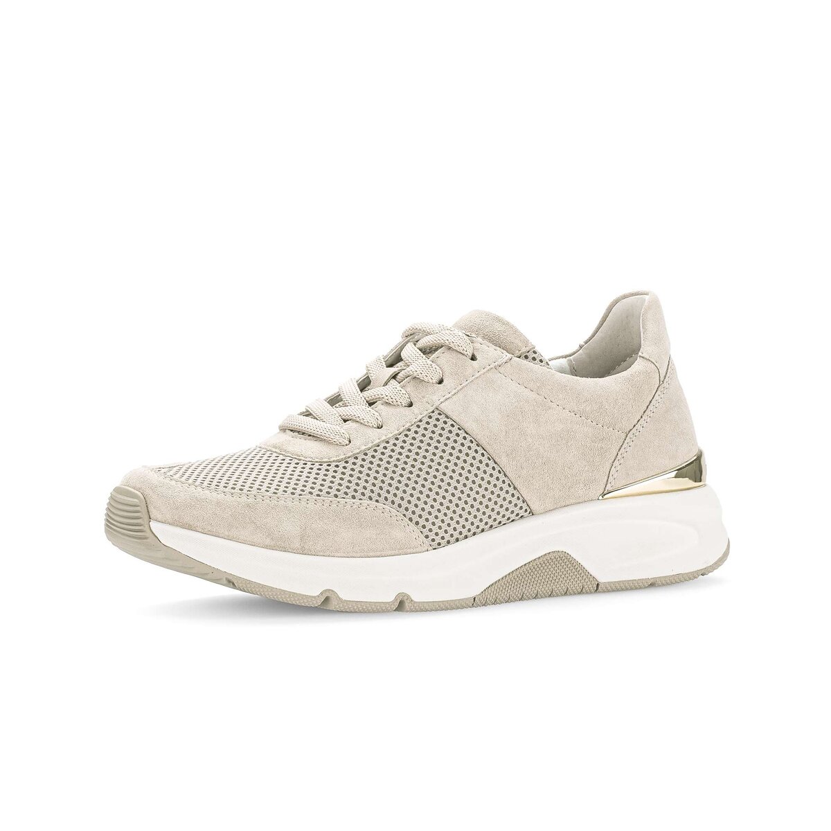 Sneaker GABOR "Sneaker low Materialmix Leder/Lederimitat", Damen, Gr. 38,5, beige, Schuhe Sneaker