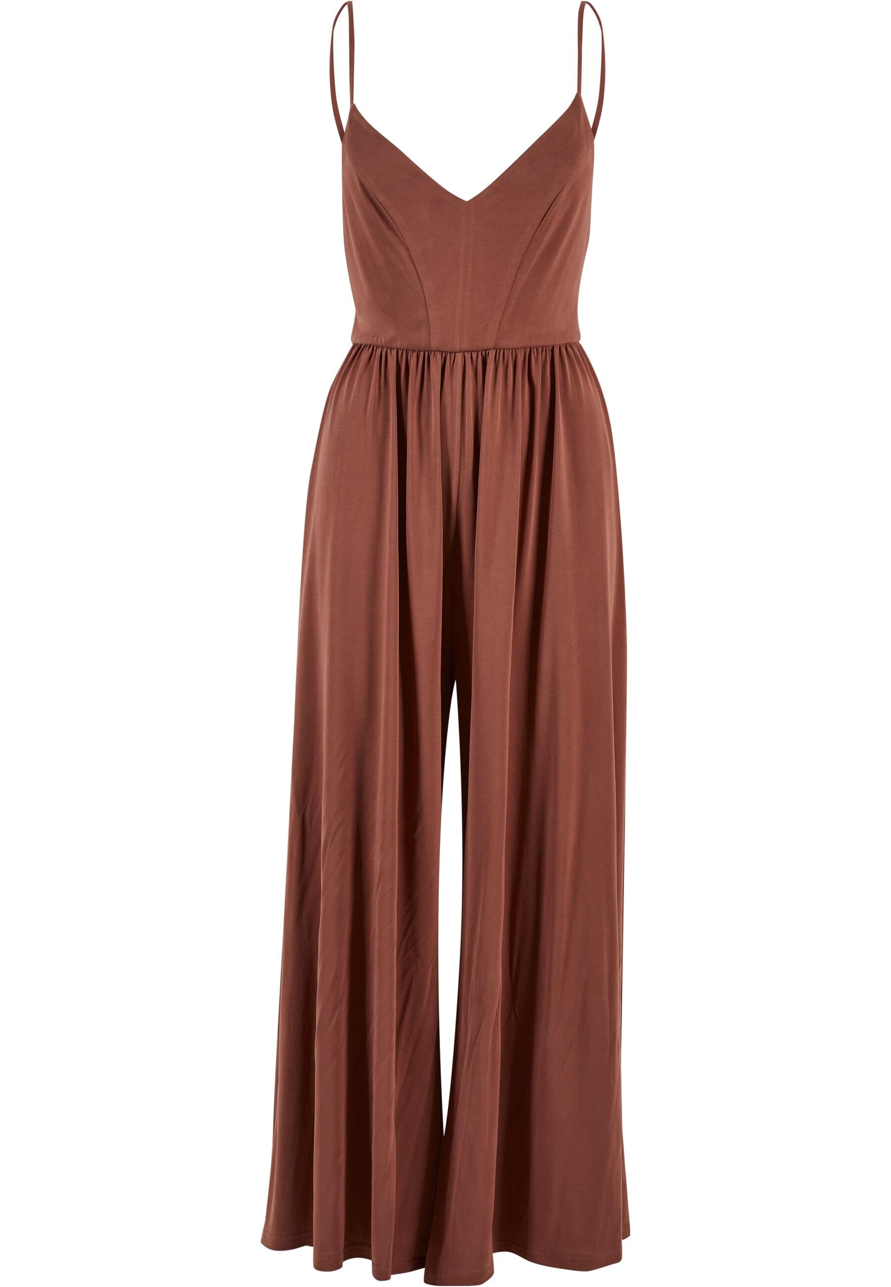 Jumpsuit URBAN CLASSICS "Urban Classics Damen Ladies Modal Spaghetti Jumpsuit", Damen, Gr. L, US-Größen, terracotta, 77% Modal, 23% Polyester, unifarben, loose fit, Overalls Jumpsuit
