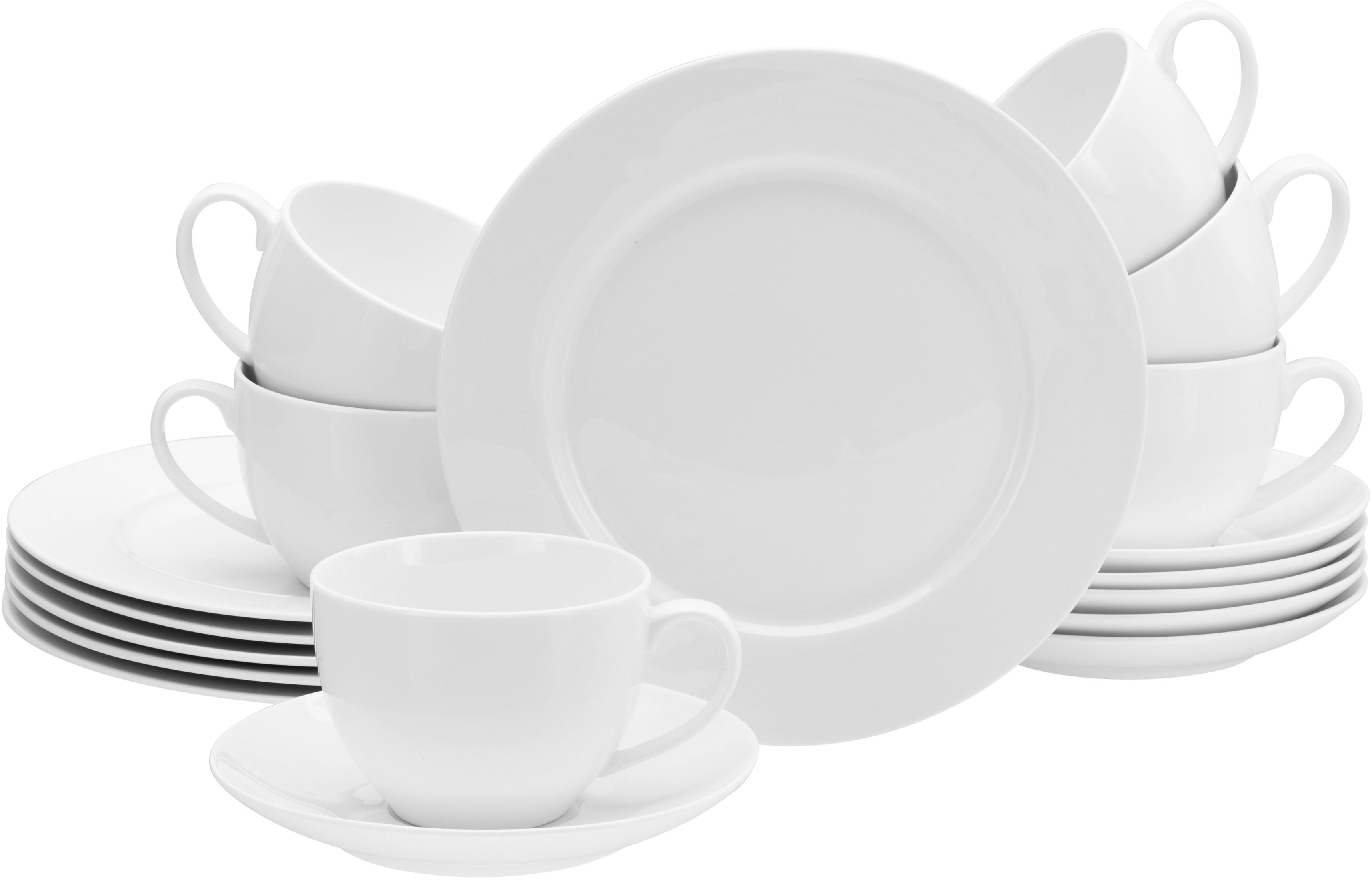 Kaffeeservice CREATABLE "Fleur Royal", beige (creme), 18 Stk., Porzellan, Geschirr-Sets, Kaffeeservice, extrem dünn, leicht, lichtdurchlässig