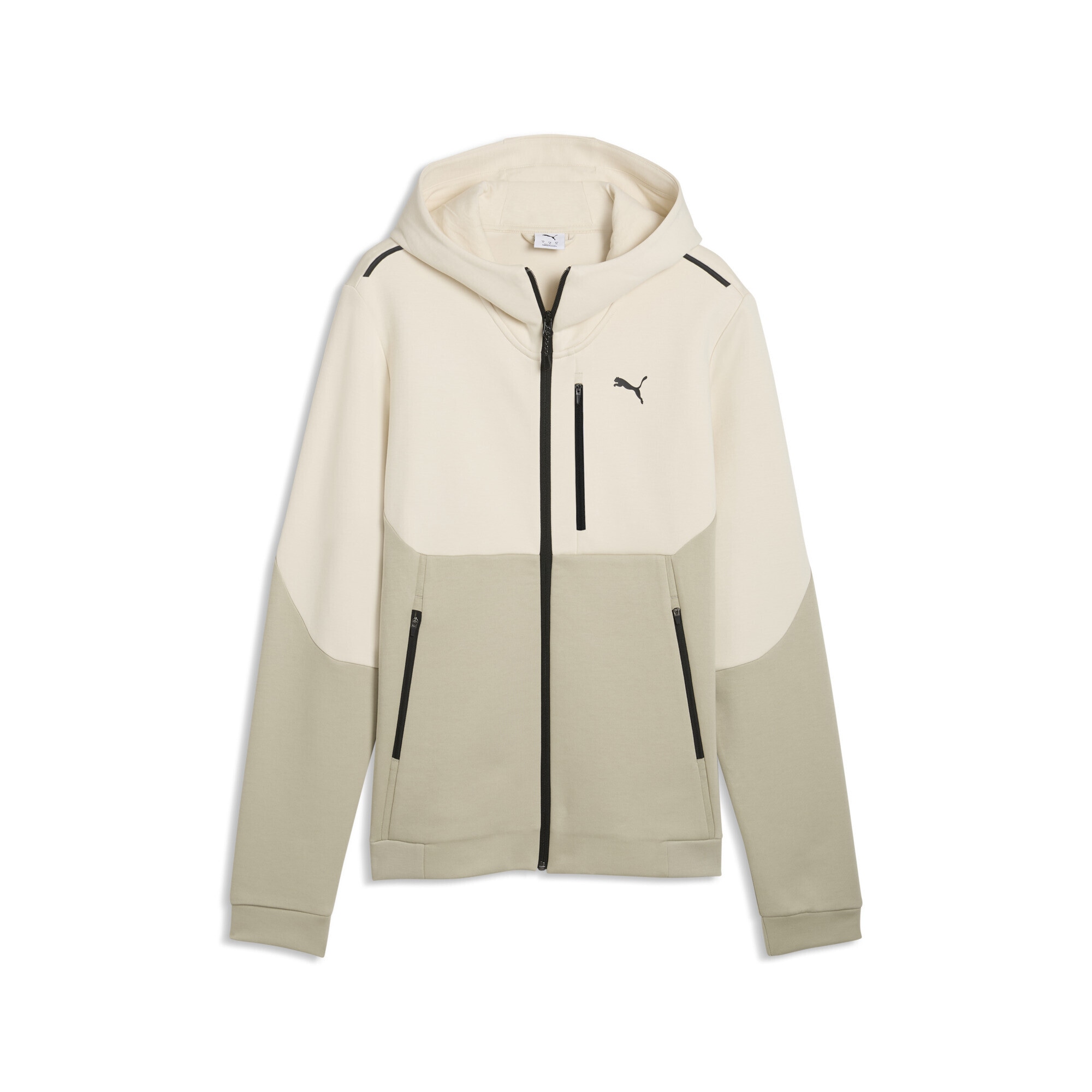 Sweatjacke PUMA "PUMATECH Kapuzenjacke Herren", Herren, Gr. M, alpine snow weiß, Obermaterial: 77% Baumwolle, 23% Polyester; Kapuzenfutter: 100% Baumwolle; Seitentasche – Oben: 100% Baumwolle; Seitentasche – Unten: 77% Baumwolle, 23% Polyester,...