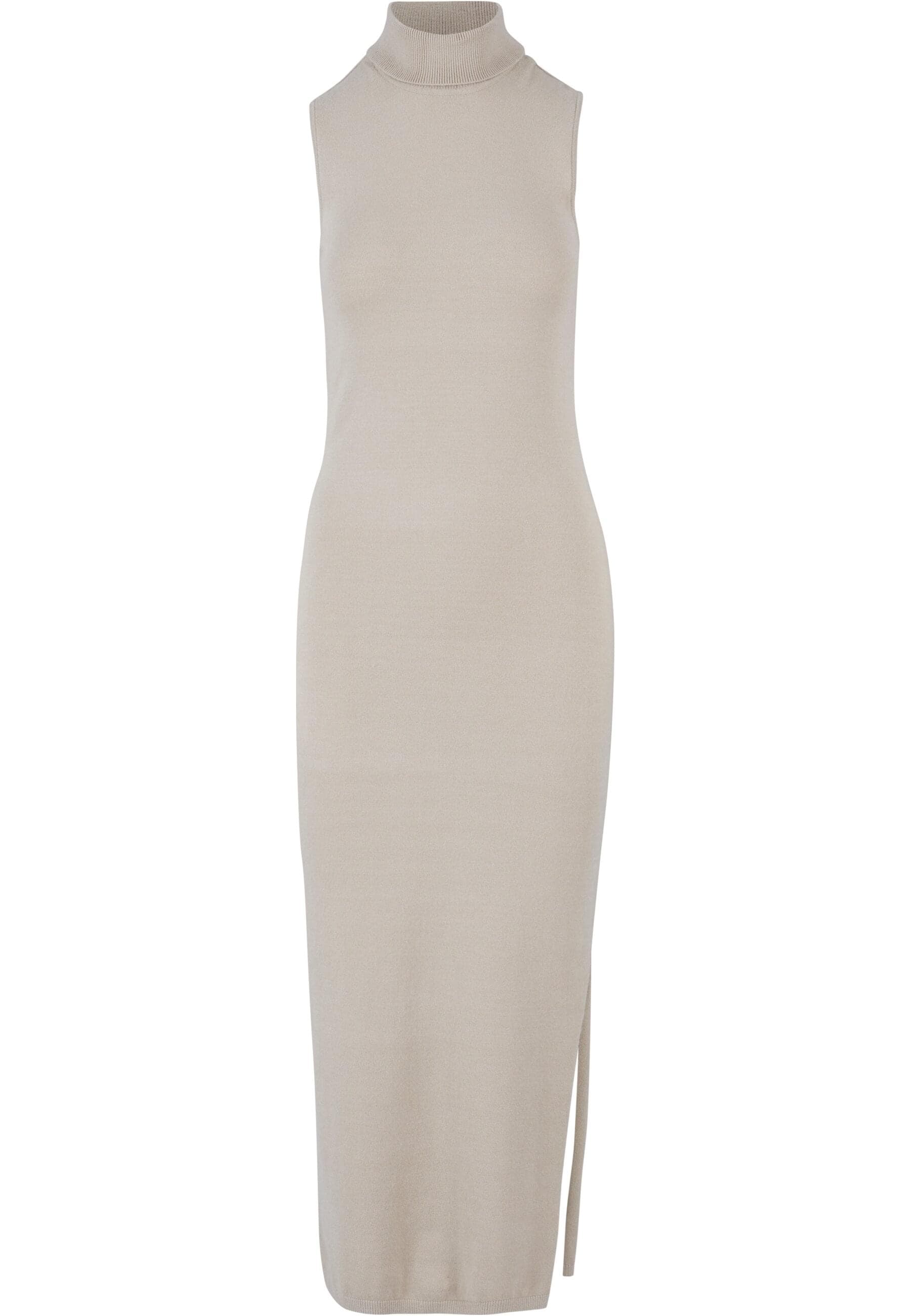 Shirtkleid URBAN CLASSICS "Urban Classics Damen Ladies Knitted Eco Viscose Turtleneck Dress", Damen, Gr. M, US-Größen, wetsand, 52% Viskose, 28% Polyester, 20% Polyamid, unifarben, normal, Rundhals, Kleider Shirtkleid