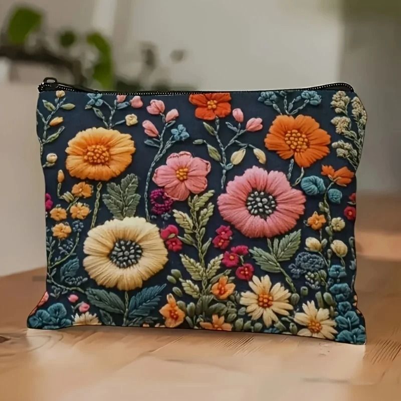 Floral Makeup Bag Portable Toiletry Organizer Durable Travel Cosmetic Pouch Floral Makeup Bag Portable Toiletry Organizer Durable Travel Cosmetic Pouch