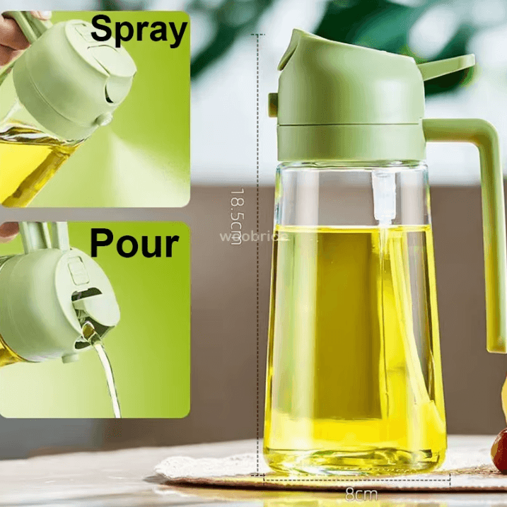 Ergonomic Olive Oil Sprayer Bottle 2 in 1 Oil Dispenser & Kitchen Oil Mister With Comfortable Handle 2use Green 500ml