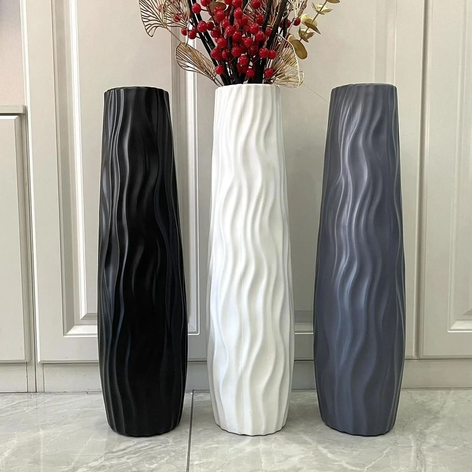Modern Stylish Large Floor Standing Flower Vase black