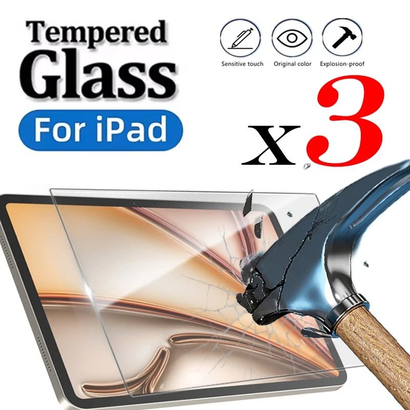 3 Piece High Definition Tempered Glass IPad Screen Protector Set air 2