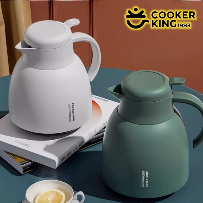 COOKER KING 1500ML Glass Thermal Kettle Portable Insulated Water Pot For Hot & Cold Drinks green