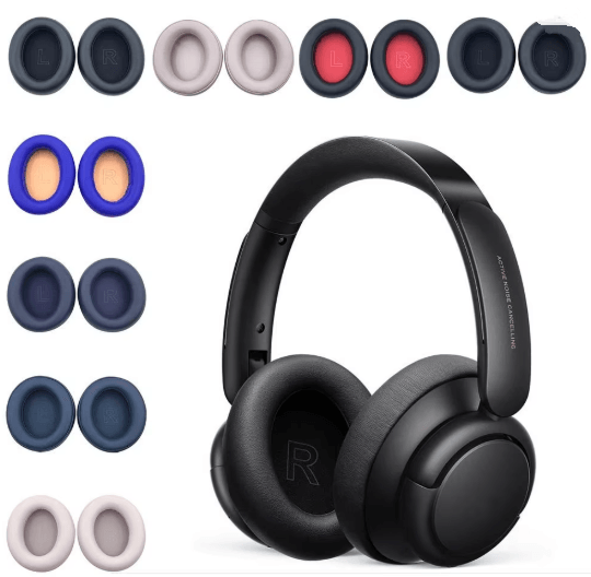 Protein Leather Ear Pads Replacement For Anker Soundcore Life Q10 Q30 Q35 blue for Q10