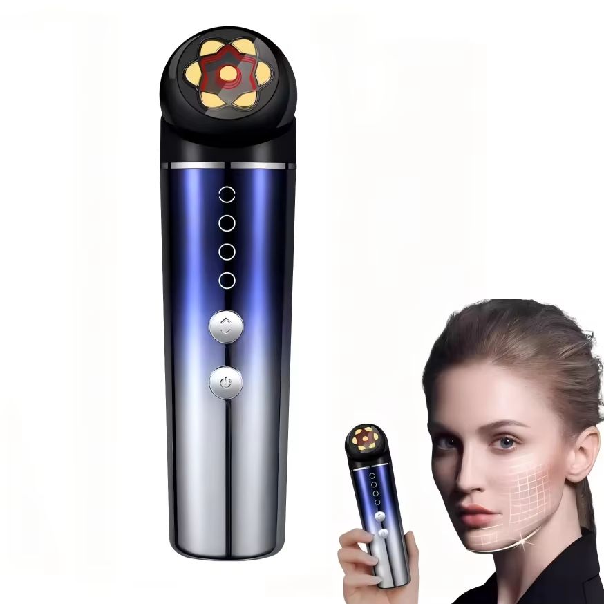 6 In 1 EMS Microcurrent Facial Massager With Sonic Vibration And LED Photon Therapy For Skin Tightening And Wrinkle Care blue