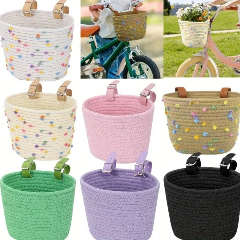 Cute Bicycle Basket Large Capacity Polyester Front Basket For Commuter Bikes brown