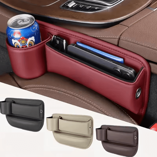 2 Piece Car Seat Gap Storage Box Multifunctional Seat Gap Organizer And Filler Pad beige