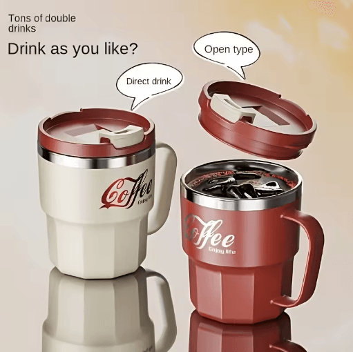 Insulated Stainless Steel Cup 304 Steel Anti Drop Mug With Lid For Home Office And Dorm red 400ml