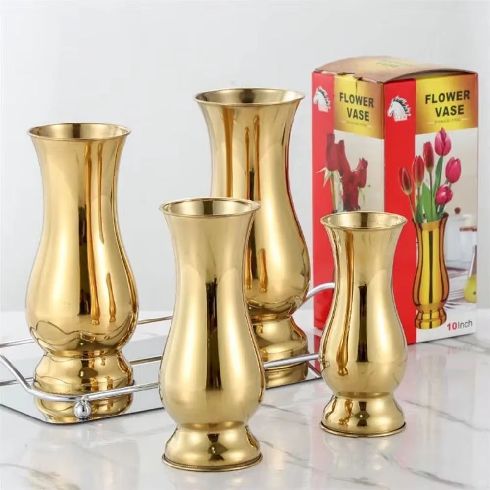 Golden Stainless Steel Flower Vase Decorative Centerpiece For Home & Garden silver 10inch