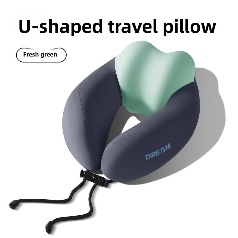 Ergonomic Memory Foam Travel Neck Pillow With Cervical Support And Washable Cover blue