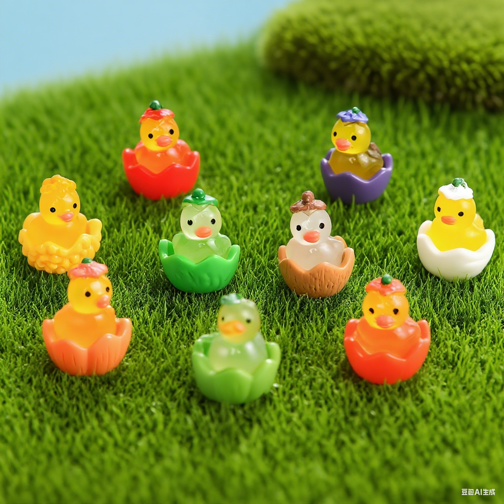 Glow In The Dark Luminous Resin Ducks, Vegetable Fruit Style, Tiny Animal Figures For Home Decor 10pcs Random Color