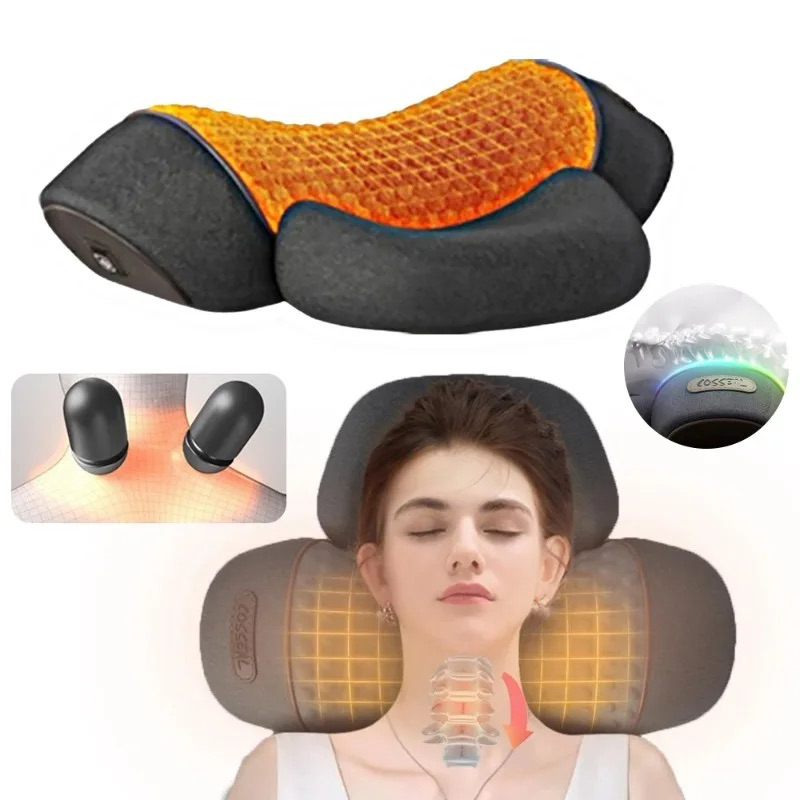 Neck And Shoulder Massager Cervical Pillow With Electric Heating Vibration And Back Traction For Pain Relief b
