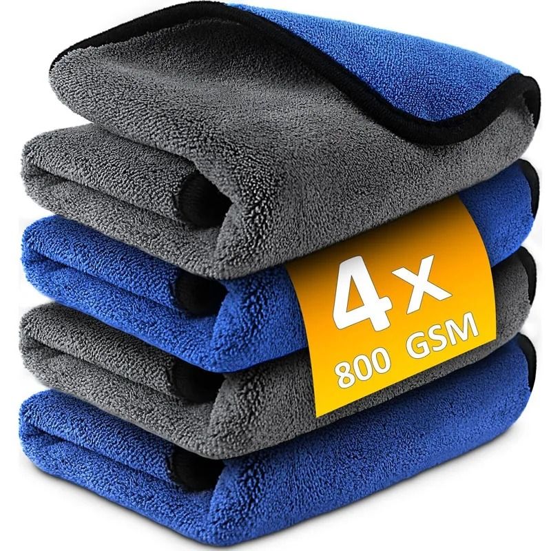 500GSM Microfiber Car Washing Towel Double Layer Quick Dry Cloth 30x30 Cm 4 Pcs