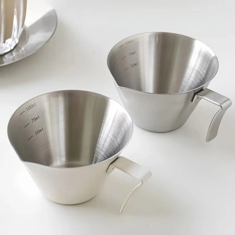 Stainless Steel Espresso Shot Measuring Cup 100ml With Dual Scale And Double Spouts black 100ml