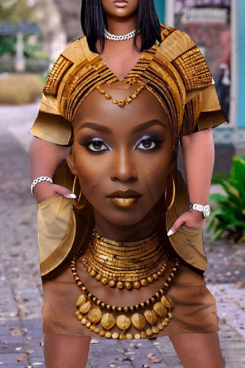 Elegant Loose V Neck Short Sleeve Women Dress For Beach Parties c m