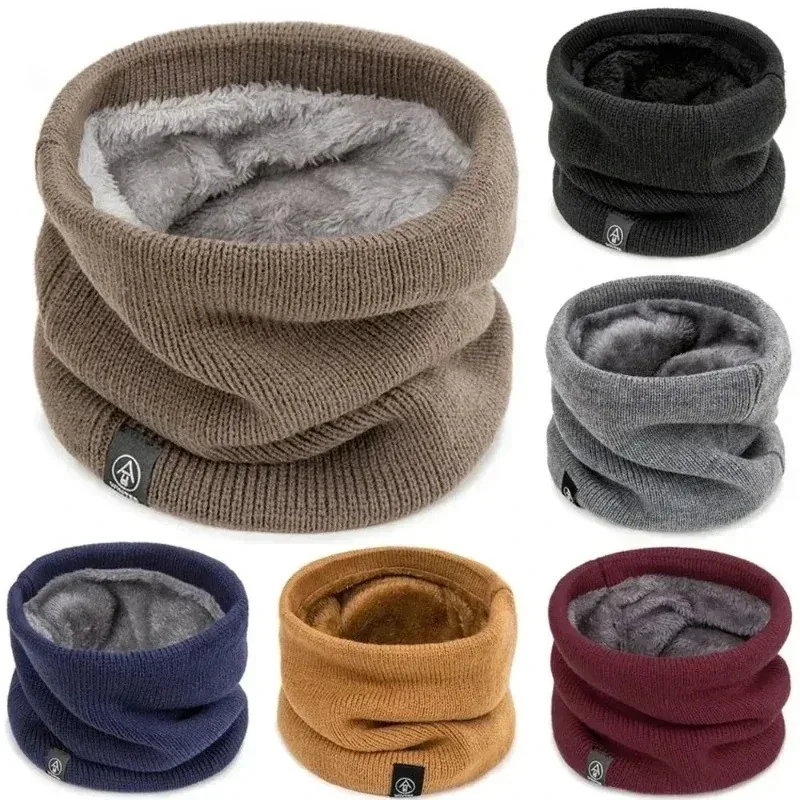 Fashion Knitted Neck Warmer Scarf, Thick Cold proof Face Cover For Winter, Sports Running, Skating, Hiking For Men khaki