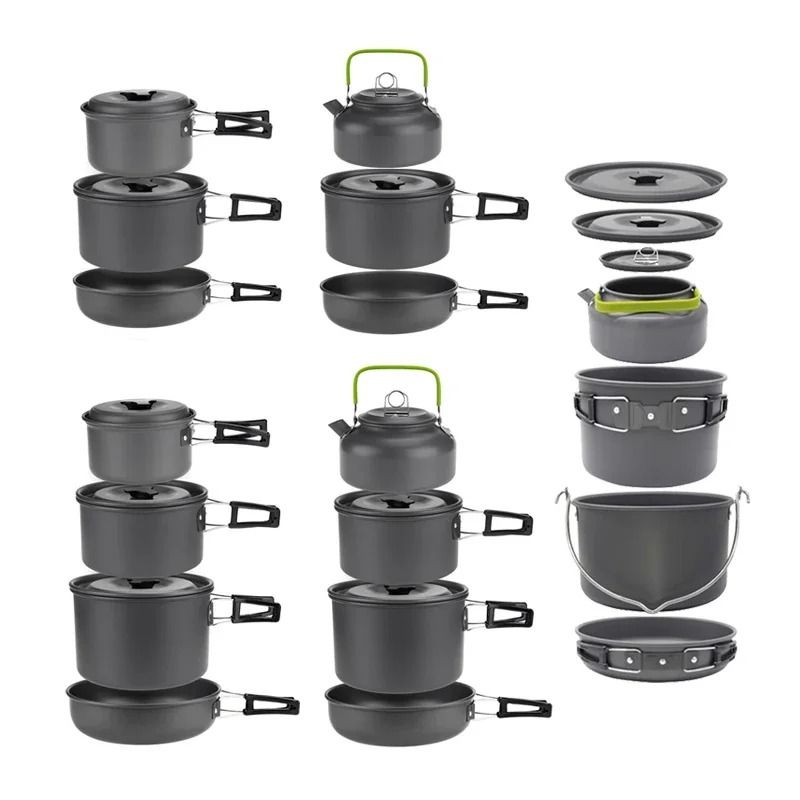 Professional Lightweight Camping Cookware Set For Groups 23 Person Pot Set