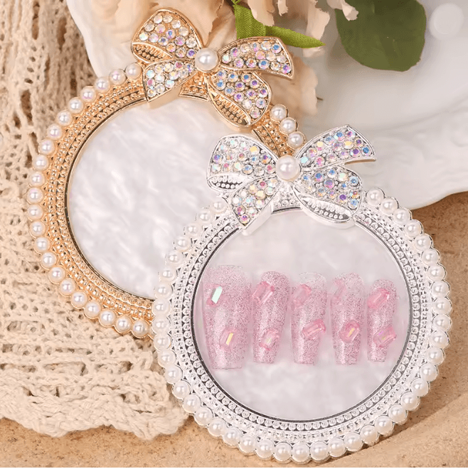 Agate Style Nail Art Display Board With Rhinestones Gel Polish Palette silver