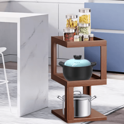 Industrial Bamboo Rotating Bookshelf 360 Spinning Narrow Shelf For Small Spaces hu 3