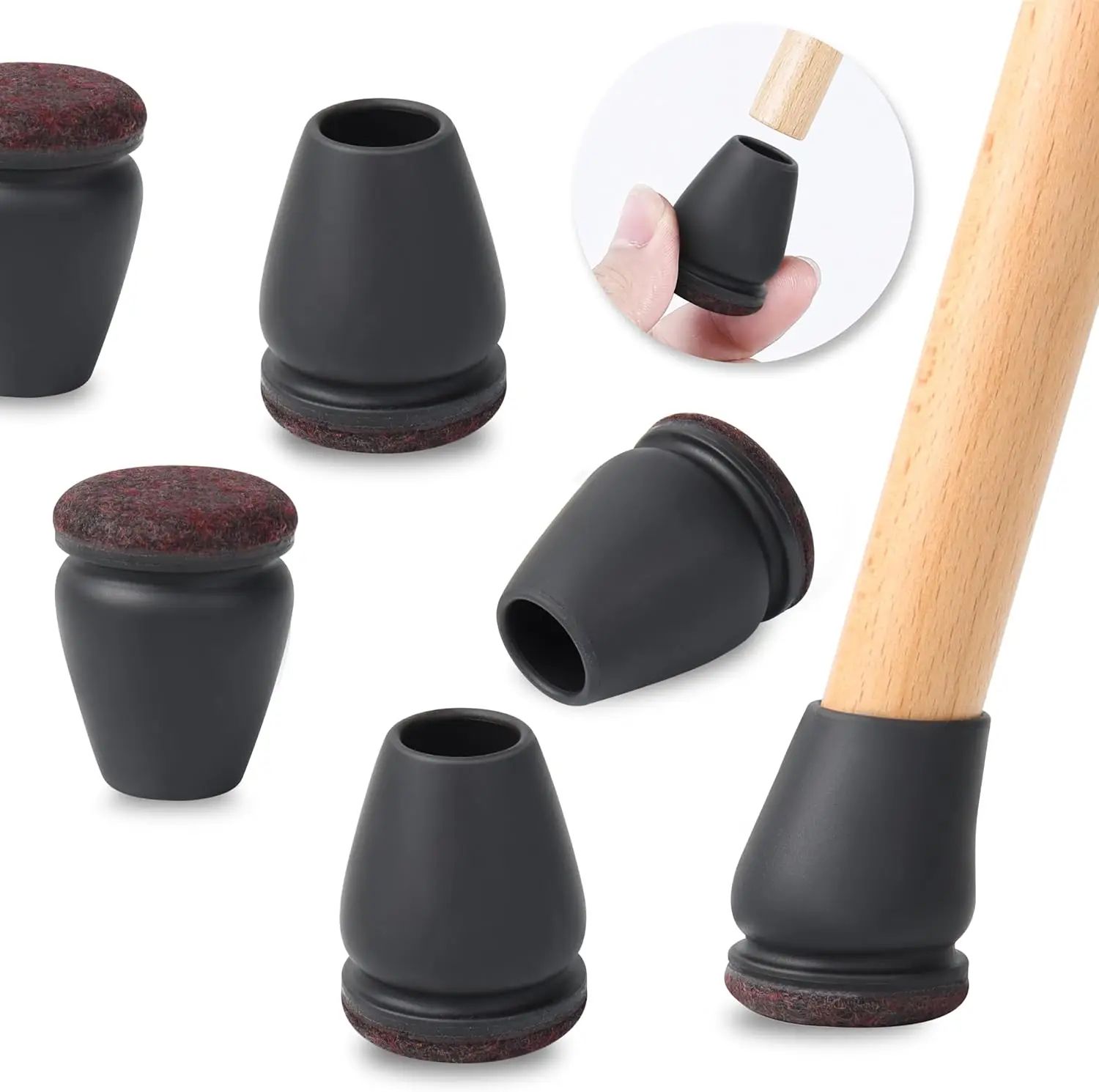 15 Diagonal Chair Leg Floor Protectors With Thick Felt Wrap (8 Pack) Silicone Caps For Hardwood Floors brown L(20 28mm)