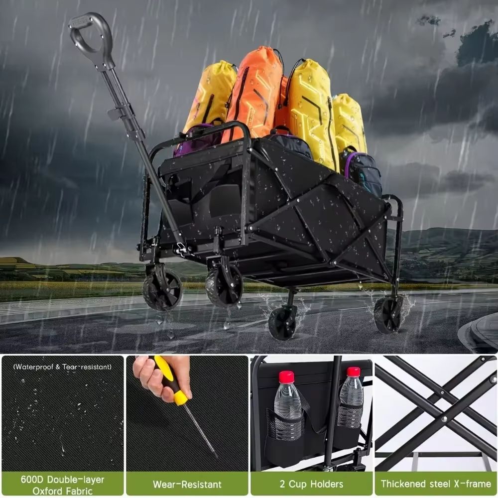 Heavy Duty Foldable Utility Cart 220 LB Capacity Portable Outdoor Camping And Picnic Collapsible Cart 680lbs
