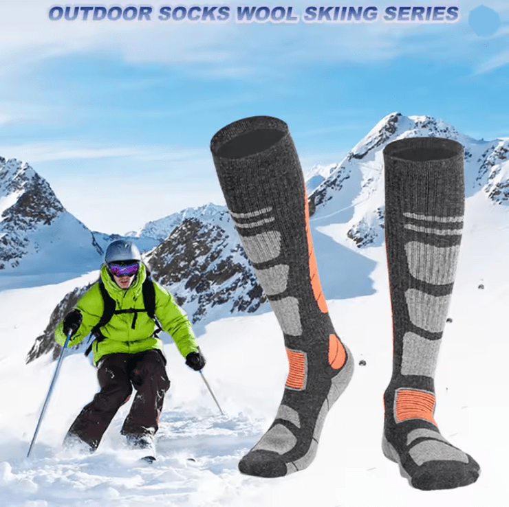Merino Wool Thermal Compression Socks For Winter Ski Hiking And Snowboarding black