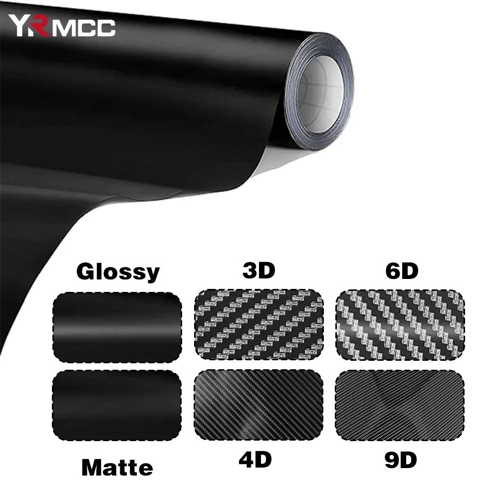 Premium Gloss Carbon Fiber Vinyl Wrap Waterproof 3D 6D Car Styling Film 9d Carbon Black 50 Cm X 150 Cm