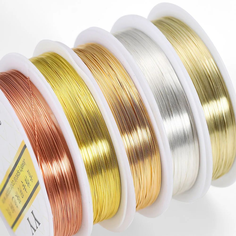 Gold Plated Beading Wire Copper Cord Roll (0.21.0mm) For DIY Jewelry Making silver 0.4mm X 9m