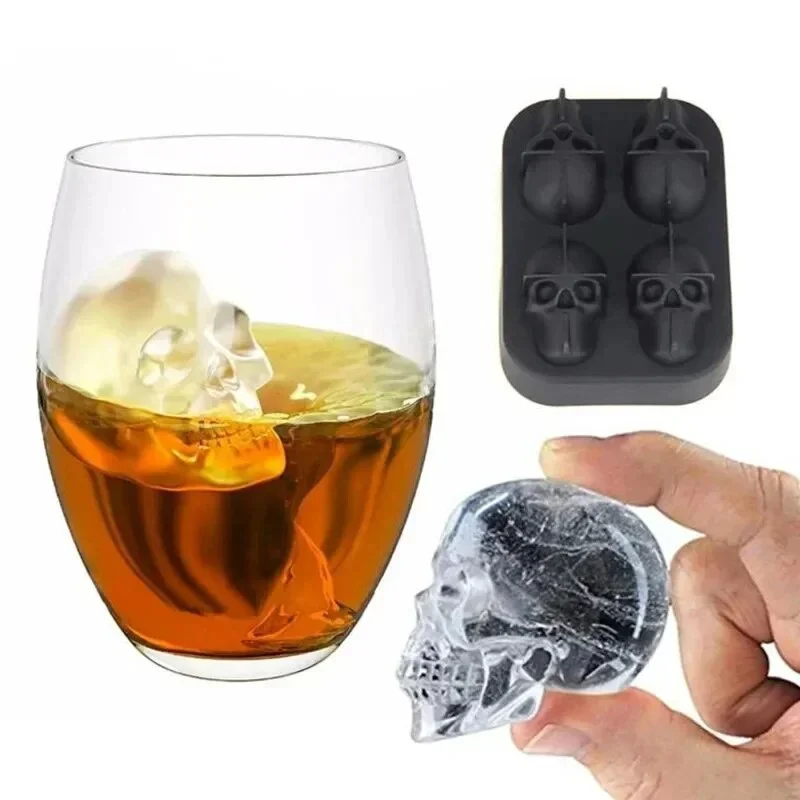Skull Ice Block Mold, Skull Shape Whiskey Ice Block, Silicone Skull Ice Grid, Creative Ice Model For Bar blue