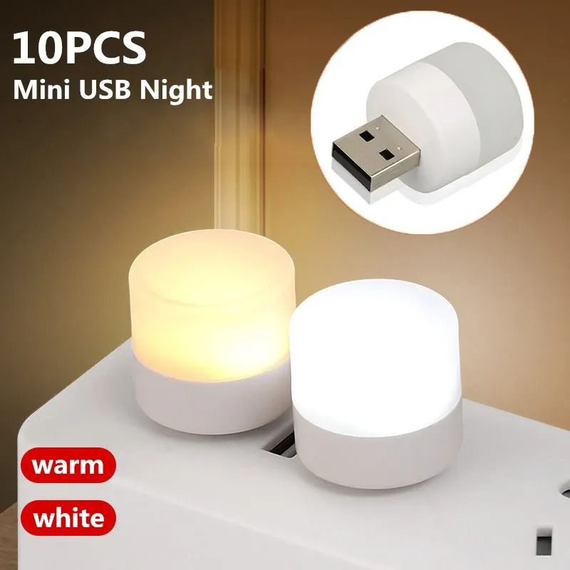 Portable Eye Protection Mini USB LED Night Light Reading And Charging Lamp 10 Pcs Mixed