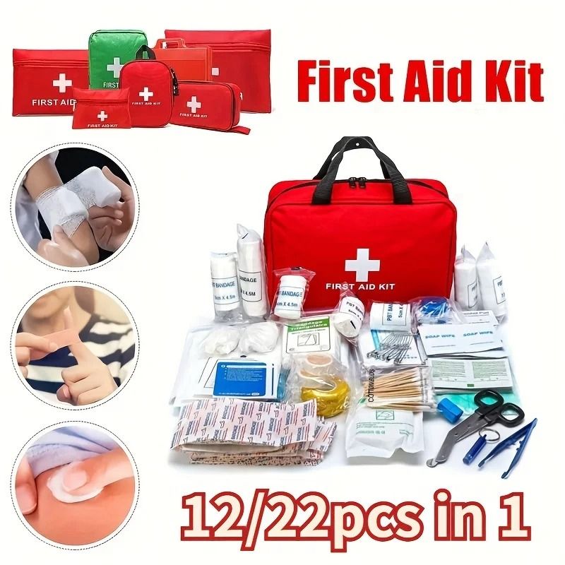 Portable First Aid Kit Emergency Medical Bag For Home And Outdoor Use 22 Pcs