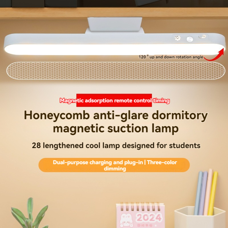 LED Magnetic Eye Protection Desk Lamp, Remote Reading Switch, USB Rechargeable, Three Speed Stepless Dimming, Perfect white remote Control