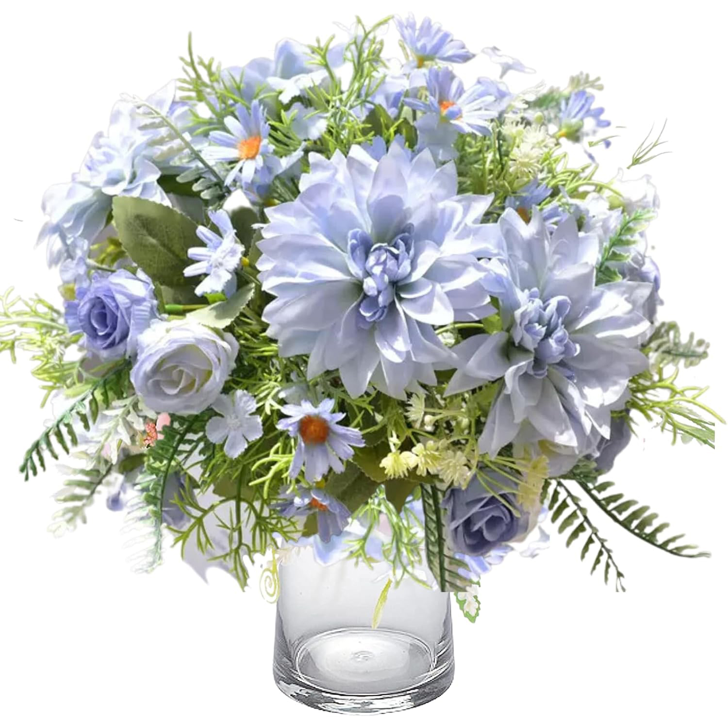 Artificial Rose Flowers Wedding Home Decor Silk Dahlia Hydrangeas Bridal Bouquet Vase For Outdoor Garden yellow