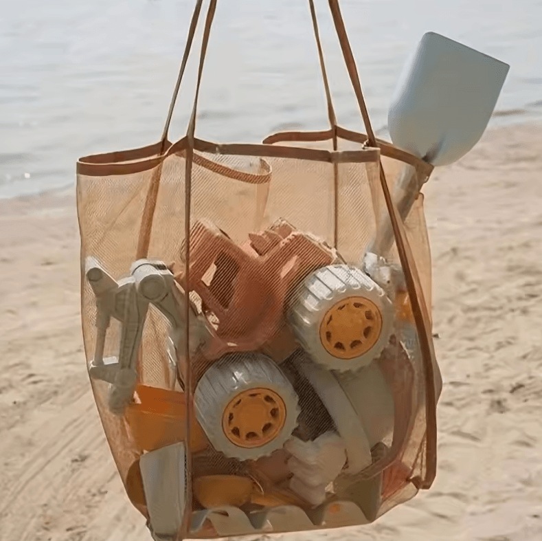 XL Beach Toy Bag Extra Large Foldable Mesh Tote With Sturdy Handles green