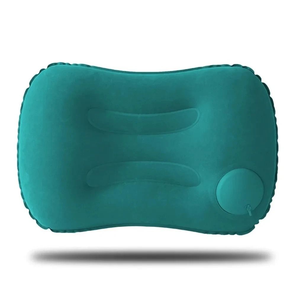 Portable Inflatable Camping Pillow Ultra Soft Flocking Travel Pillow For Neck & Lumbar Support blue