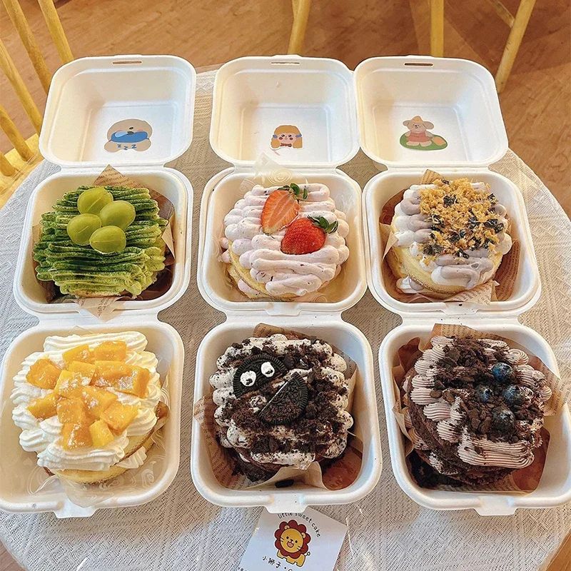 Eco Friendly Biodegradable Bento Containers With Lids (1020 Pack) For Lunch, Desserts & Takeout beige 10pcs