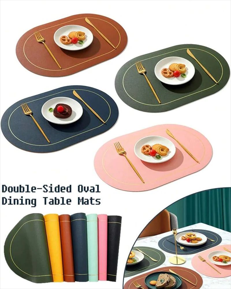 Faux Leather Placemats Double Sided, Washable, Non Slip Table Mats For Stylish Dining gray 4pcs 17.72 11.81 Inches